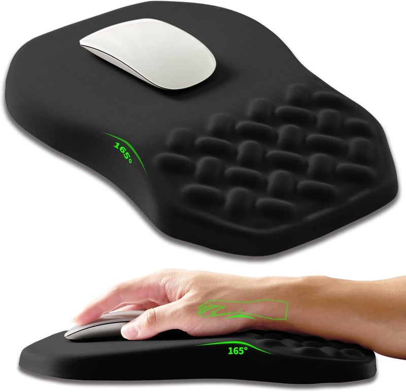Armanza Ergonomic Slope Mouse Pad Wrist Support, Wrist Rest Mousepad for Carpal Tunnel Pain Relief with Massage Bulge and Slow Rebound Memory Foam (12x8 inch, Black) - Image 1